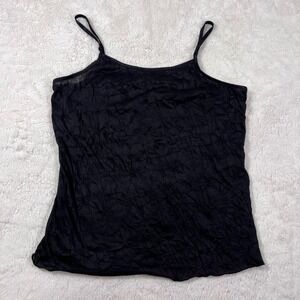 Zenobia Womens Black Crinkle Spaghetti Strap Camisole Tank Top Plus Size 1X NWOT